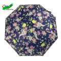 2020 Fornecedor chinês personalizado Super Mini Version Blue Flowers 3Folding Umbrellas para presente